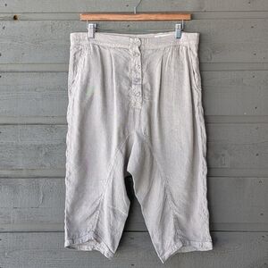 November 11 Taupe Khaki Linen Cupro Drop Crotch Bermuda Shorts Size Small